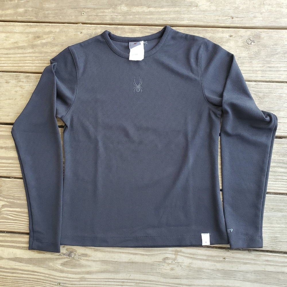 Spyder Vintage 90s Women's Dark Charcoal Gray Long Sleeve Thermal Tee Size 6